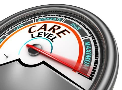 Care level conceptual meter indicate maximum Stock Illustration