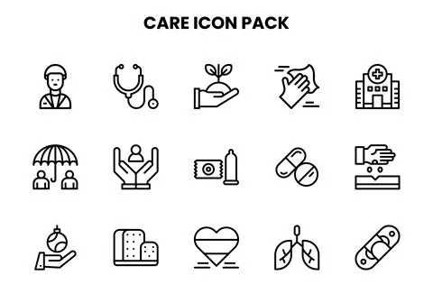 Care Line Icons Pack Illustrazione stock