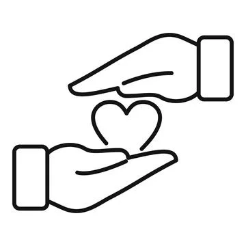 Care loyalty program hands icon outline vector. Financial protection Stock Illustration