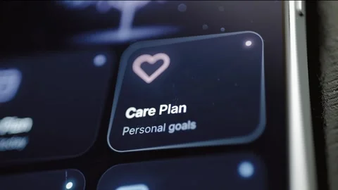 Care plan tile responds to fingertip selection Stock Footage 346031730