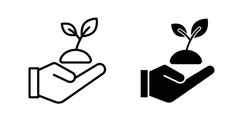 Care of plant icon vector concepts, line and silhouette style Stock Illustration