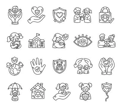 Care protection set featuring child safety Stock Illustration