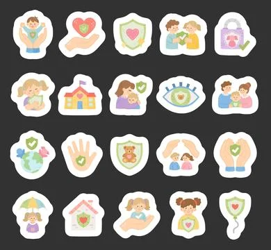 Care protection set featuring child safety Stock Illustration