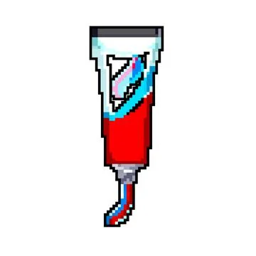 Care toothpaste game pixel art vector illustration Stock Illustration