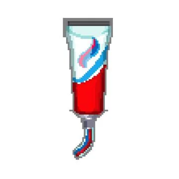 Care toothpaste pixel art vector illustration sign color 스톡 일러스트