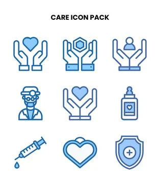 Care Two Colour Vector Icons Pack Stock Illustration
