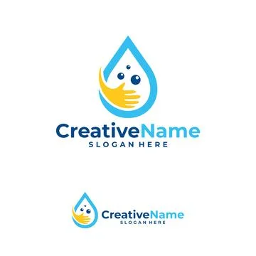 Care water drop logo design vector template, Creative hand care water logo .. 库存插图