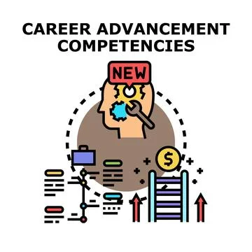 Career advancement competencies developing skills for professional growth Illustrazione stock