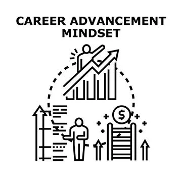 Career advancement mindset developing business growth strategy Stock Illustration