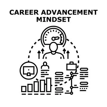 Career advancement mindset developing professional growth strategy Stock Illustration