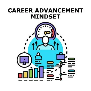 Career advancement mindset developing professional growth strategy Stock Illustration