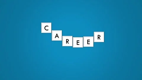 Career alphabets changing positions on blue background Stock Footage 291862284