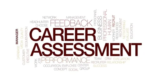 Career assessment animated word cloud, text design animation. Kinetic Stock Footage 79898465
