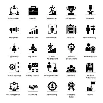 Career Build Up Solid Icons Pack Stock Illustration