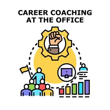 Career coaching team progress at workplace meeting Ilustração Stock