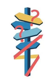 Career decision. Path pointer. Choice direction. Find solution. Employment wa Illustrazione stock