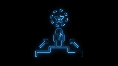 Career development and leadership path glowing neon icon illustration on da.. Stock Footage 308193457
