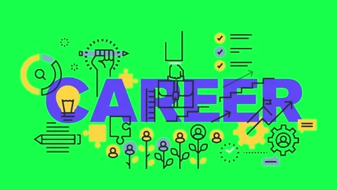 Career Development and Professional Growth Concept Illustration with Busine.. Stock Footage 340282586