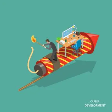 Career development isometric flat vector concept. Stock Illustration