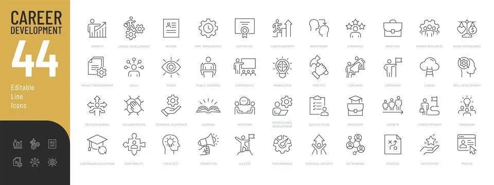 Career Development Line Editable Icons set. イラスト素材