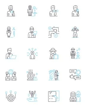 Career development linear icons set. Aspiration, Growth, Advancement, Progress Illustrazione stock