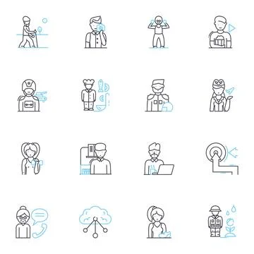 Career development linear icons set. Aspiration, Growth, Advancement, Progress 库存插图