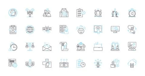 Career development linear icons set. Growth, Ambition, Potential, Progression Stockillustratie