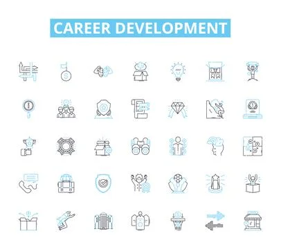 Career development linear icons set. Progression, Advancement, Learning, Growth Stock Illustration