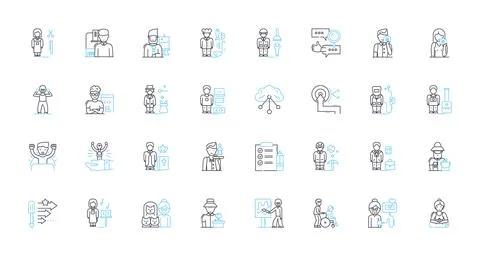Career development linear icons set. Aspiration, Growth, Advancement, Progress Ilustración de archivo