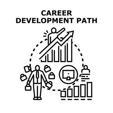 Career development path achieving business growth Stock Illustration