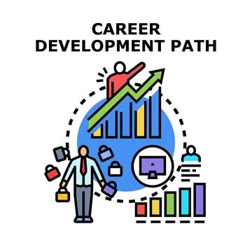 Career development path achieving business growth Stock Illustration
