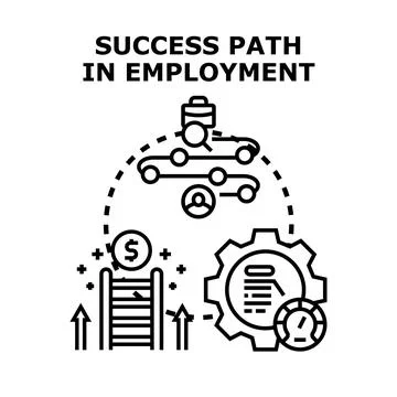 Career development path achieving employment success Illustrazione stock