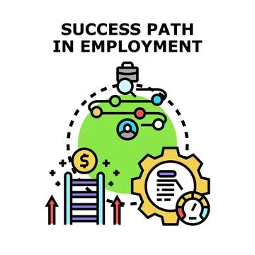 Career development path achieving employment success Stock Illustration
