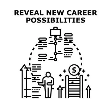 Career development planning revealing new professional possibilities Illustrazione stock