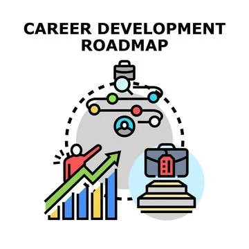 Career development roadmap planning business growth path Stock Illustration