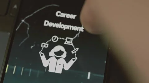 Career development themed graphic presentation on smartphone screen Stock Footage 289071602