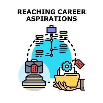 Career development timeline reaching professional goals Stock Illustration