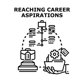 Career development timeline reaching professional goals Stock Illustration