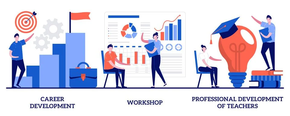 Career development, workshop, professional development of teachers with tin.. Stock Illustration