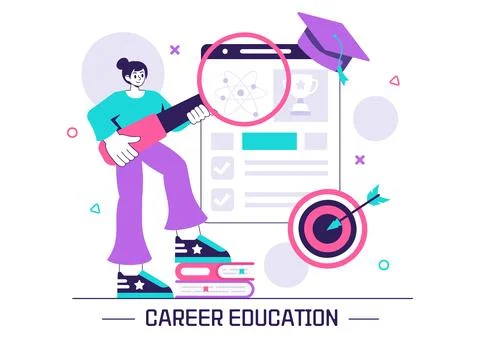Career Education Vector Illustration Featuring a Growth Oriented Learning M.. Illustrazione stock