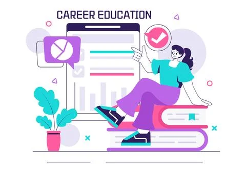 Career Education Vector Illustration Featuring a Growth Oriented Learning M.. Stock Illustration