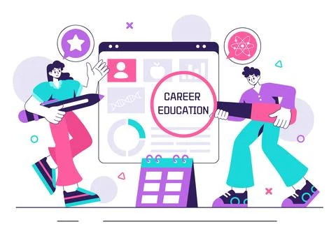 Career Education Vector Illustration Featuring a Growth Oriented Learning M.. Illustrazione stock