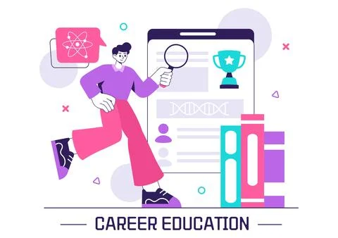 Career Education Vector Illustration Featuring a Growth Oriented Learning M.. Illustrazione stock