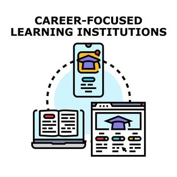 Career focused learning institutions offering educational degrees 库存插图