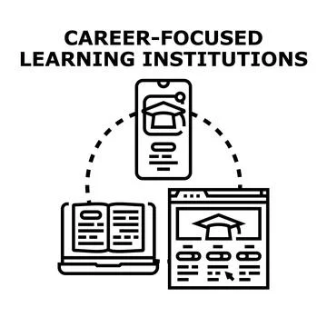 Career focused learning institutions offering educational degrees 库存插图