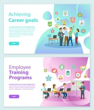 Career Goals and Training Programs, Workers Vector 스톡 일러스트