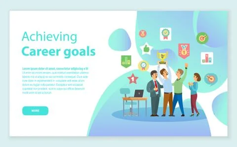 Career goals Web, Win of Work Team, Award Vector Stock Illustration