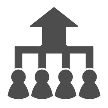 Career group growth solid icon. Hierarchy or flow chart, up arrow and team 스톡 일러스트