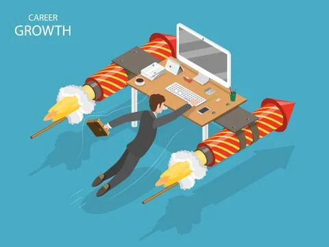Career growth flat isometric vector concept. Stock Illustration