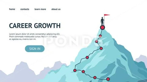 Career growth landing page. Process journey to success. Climbing to the top of Stock Illustration
